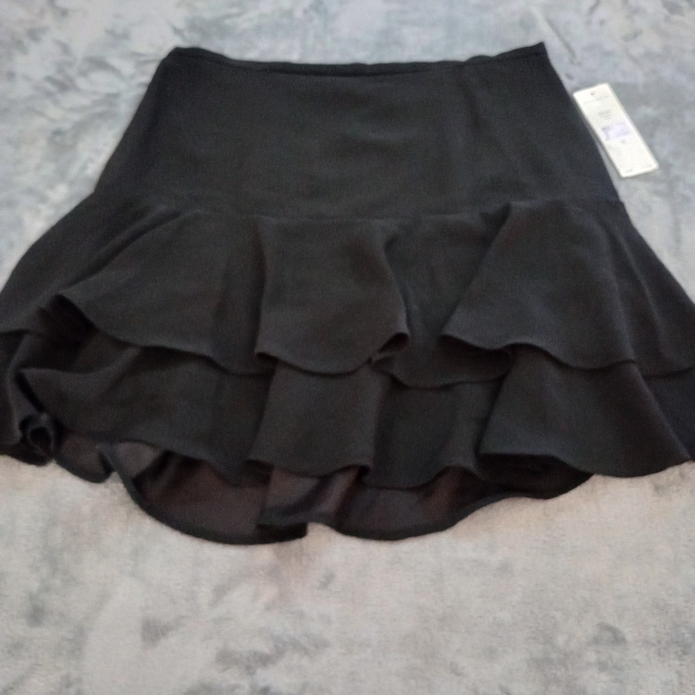 Lauren Ralph Lauren Skirt Womens 8 Black Tiered Layered‎ Ruffle Gothic Whimsy